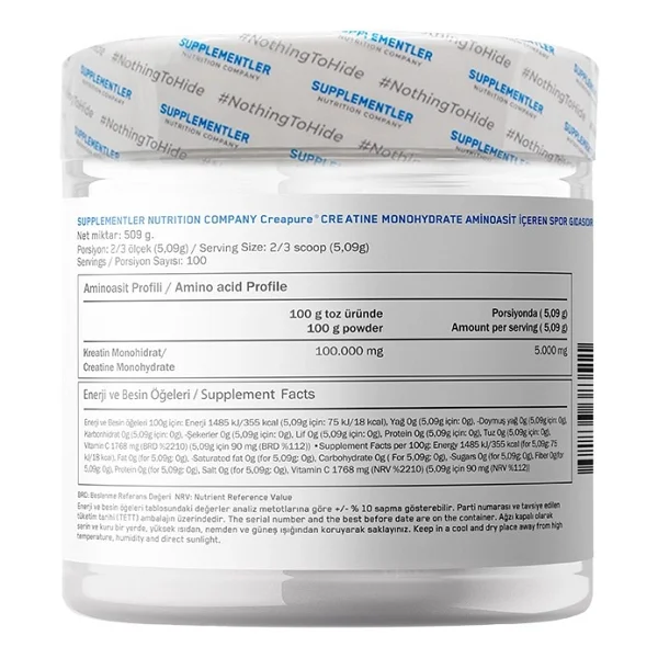 Supplementler Creatine Creapure 509 Gr Amino Asit - Görsel 3