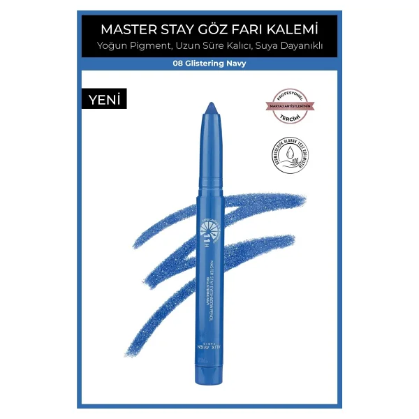 Alix Avien Master Stay Waterproof 08 Glistering Navy Kalem Far - Görsel 6