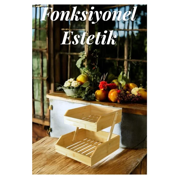 Bambu 2 Katlı Meyvelik - Bambu Katlı Sunumluk - Görsel 6