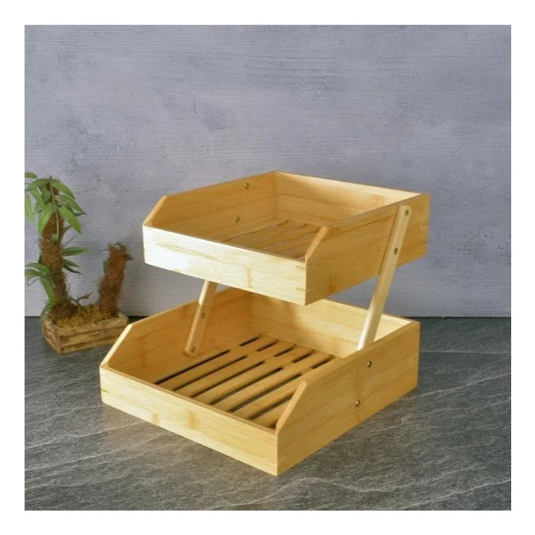 Bambu 2 Katlı Meyvelik - Bambu Katlı Sunumluk - Görsel 3
