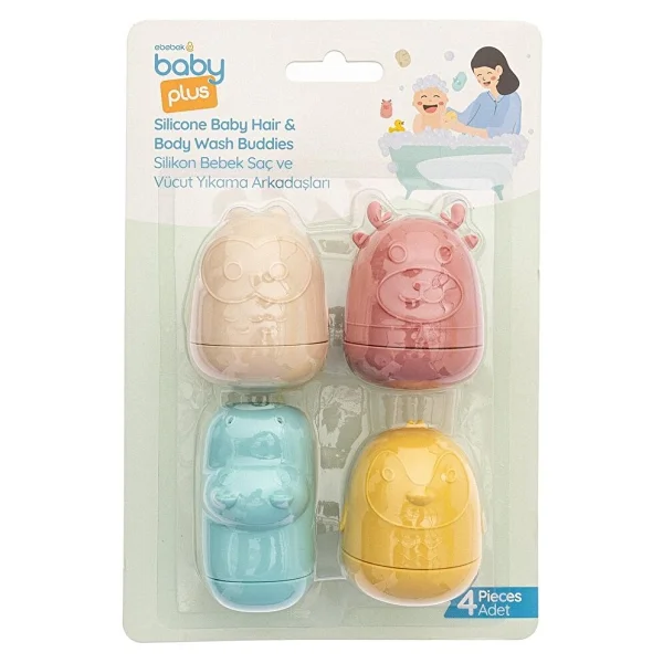 Baby Plus 4'lü Oyuncaklı Yumuşak Silikon Saç Ve Vücut Yıkama Arkadaşları - Görsel 4