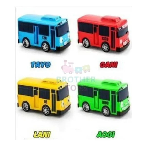 Brother Toys Tayo Oyuncak Otobüs 7 Cm 4lü Set Çek Bırak Tayobüs Tayo Gani Lani Aogi - Görsel 3