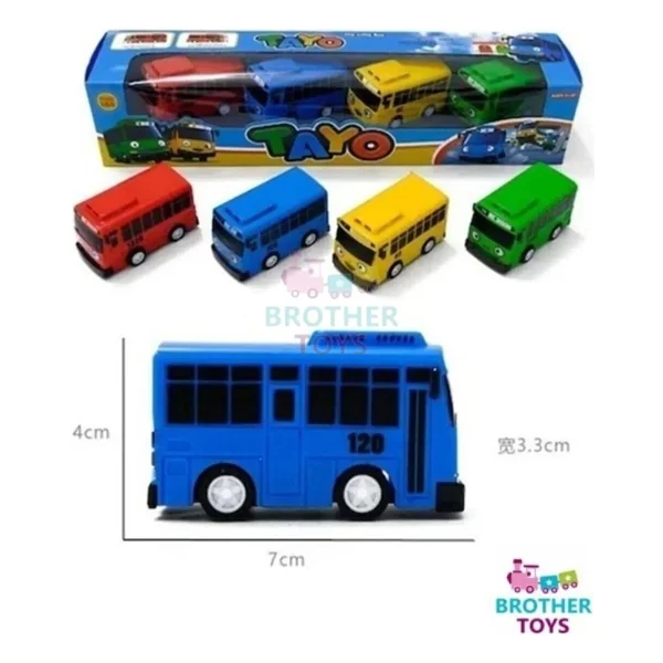 Brother Toys Tayo Oyuncak Otobüs 7 Cm 4lü Set Çek Bırak Tayobüs Tayo Gani Lani Aogi - Görsel 4