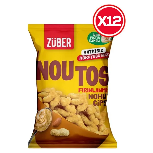 Züber Noutos %100 Yer Fıstığı Ezmeli Fırınlanmış Nohut Cipsi 55g X 12 Adet - 315 Gr - Görsel 3