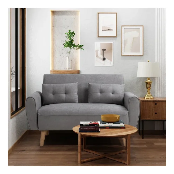 Mini Kanepe, Minimalist Kanepe, 120 Cm Koltuk, Kompakt Kanepe - Gri - Görsel 7