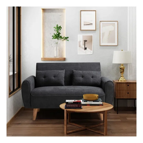 Mini Kanepe, Minimalist Kanepe, 120 Cm Koltuk, Kompakt Kanepe - Gri - Görsel 6