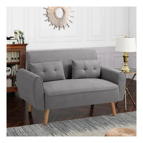 Mini Kanepe, Minimalist Kanepe, 120 Cm Koltuk, Kompakt Kanepe - Gri - Görsel 2