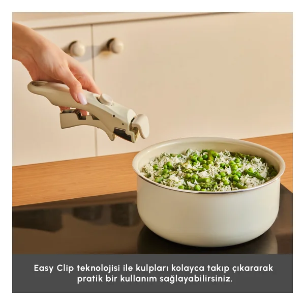 Karaca Swiss Crystal Almond Cream Easy Clip İndüksiyon Tabanlı 9 Parça Tava Tencere Seti - Görsel 4