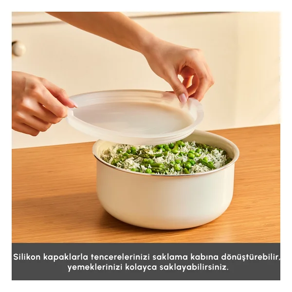 Karaca Swiss Crystal Almond Cream Easy Clip İndüksiyon Tabanlı 9 Parça Tava Tencere Seti - Görsel 5
