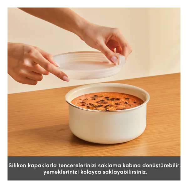 Karaca Swiss Crystal Almond Cream Easy Clip İndüksiyon Tabanlı 5 Parça Tava Tencere Seti - Görsel 7