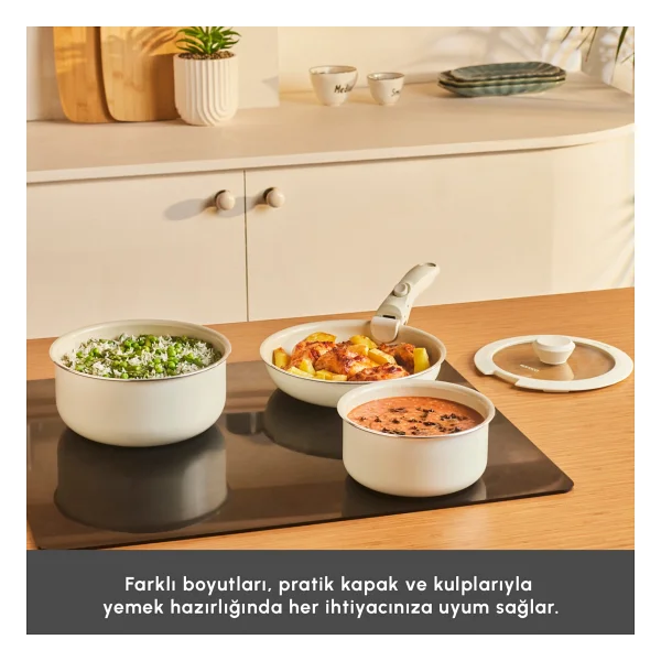 Karaca Swiss Crystal Almond Cream Easy Clip İndüksiyon Tabanlı 5 Parça Tava Tencere Seti - Görsel 8