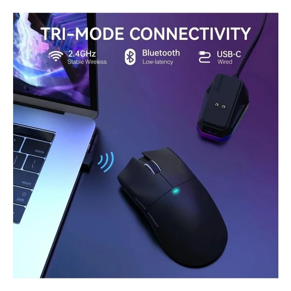 Attack Shark X11 Siyah Şarjlı Makrolu Ergonomik Optik Kablolu/Kablosuz Oyuncu Mouse - Görsel 3