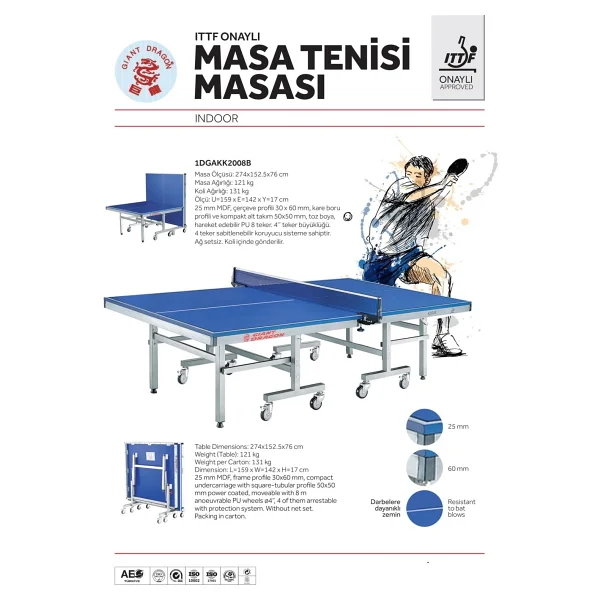 Voit Dongxing Ittf Onaylı Masa Tenisi Masası - Görsel 3