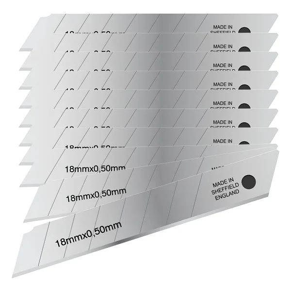 İthal 10 Adet 8 Dilim Maket Bıçağı Yedeği Ucu 0.50 Mm Kalınlık X 18 Mm Genişlik Bıçak Ucu Jilet - Görsel 9
