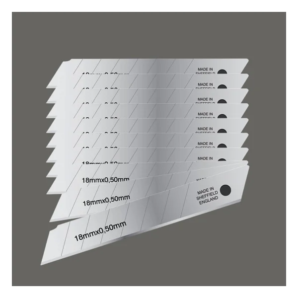 İthal 10 Adet 8 Dilim Maket Bıçağı Yedeği Ucu 0.50 Mm Kalınlık X 18 Mm Genişlik Bıçak Ucu Jilet - Görsel 10