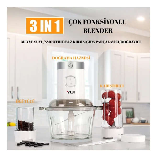 Yui M-2001 3'ü 1 Arada 300 W Blender Seti - Görsel 8