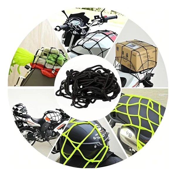 Motosiklet Kask Filesi - 6 Kanca Neon Sarı 1 Metre Esneyebilir - Görsel 2