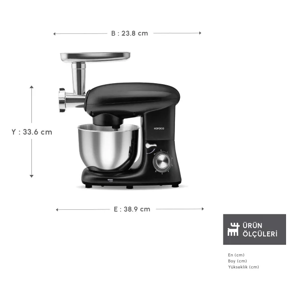 Karaca Multichef Shiny Black 5.5 Lt 1900 W Stand Mikser - Görsel 4