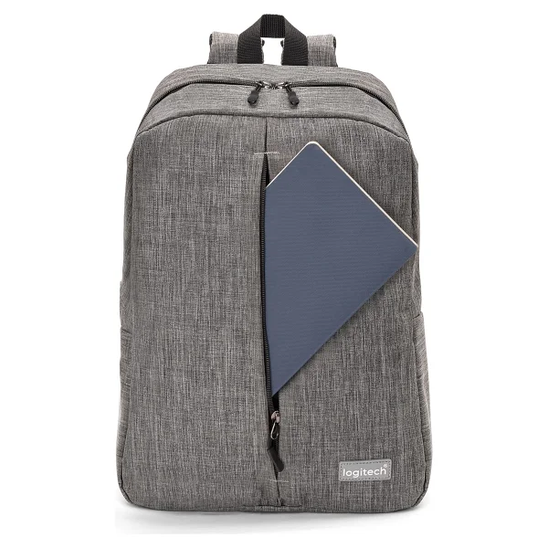 Logitech Orijinal 15.6" İnç Laptop Bölmeli Kumaş Notebook Günlük Kullanım Seyahat İş Gri Bilgisayar Çantası - Görsel 3
