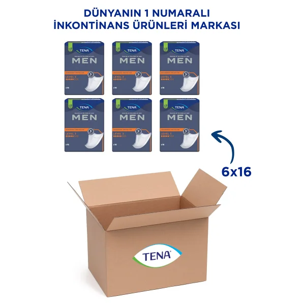 Tena Level 3 16'lı 6 Adet Erkek Mesane Pedi - Görsel 5