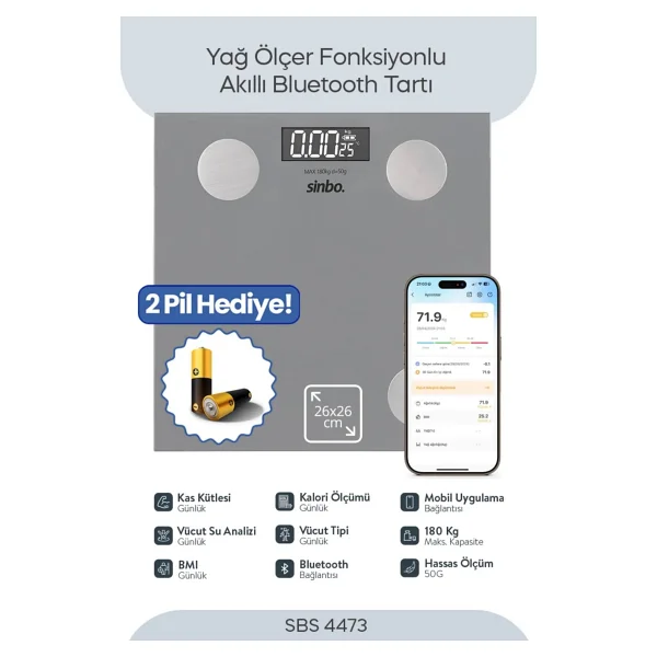 Sinbo Sbs-4473 Akıllı Dijital Baskül - Görsel 5