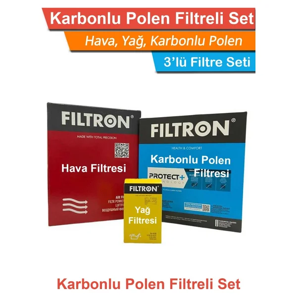 Mitsubishi Lancer 1.6 Benzinli Filtron Filtre Bakım Seti 2003-2008 Hava+Yağ+Karbonlu Polen - Görsel 4