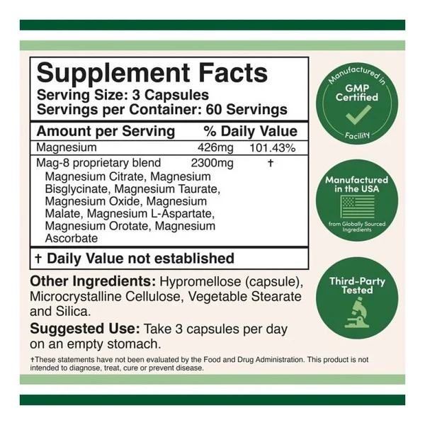 Double Wood Mag-8 Magnesium Complex 2300 Mg 180 Veg. - Aromasız - Görsel 3