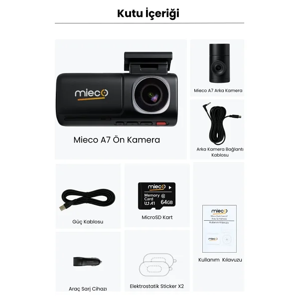 Mieco A7 Ön ve Arka Araç Kamerası Seti - Görsel 6