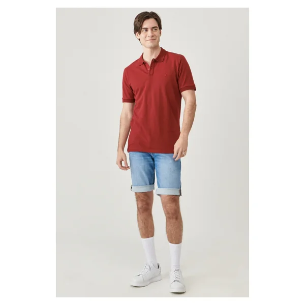 Wrangler Regular Fit Normal Kesim Polo Yaka %100 Pamuk Bordo Tişört - Görsel 2