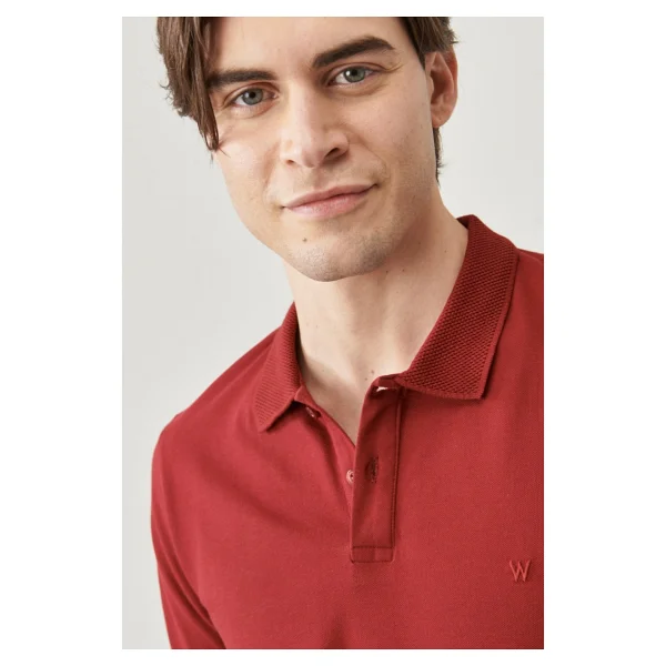 Wrangler Regular Fit Normal Kesim Polo Yaka %100 Pamuk Bordo Tişört - Görsel 4