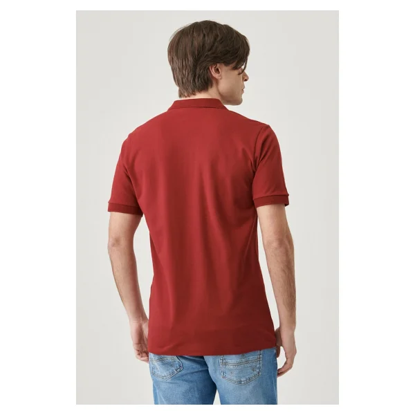 Wrangler Regular Fit Normal Kesim Polo Yaka %100 Pamuk Bordo Tişört - Görsel 5