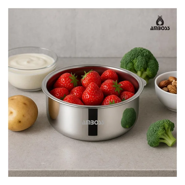 Amboss Steelbox Şeffaf Kapaklı 18 Cm Paslanmaz Çelik Saklama Kabı - Görsel 3