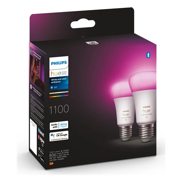 Philips Hue 1100 Renkli Ambiyans 11 W-75 W E27 2'li Akıllı LED Ampul - Görsel 2