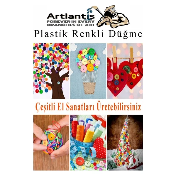 Artlantis Renkli Düğme Plastik 1.2cm 100 Lü 1 Paket 12 Mm Plastik Renkli Düğme Dikiş Parlak Yuvarlak 4 Delikli Düğme Etkinlik Okul - Çok Renkli - Standart - Görsel 3