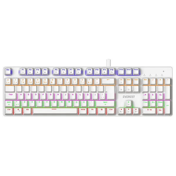 Everest Lumos Kb-Mk1 Beyaz Blue Switch Kablolu Mekanik Oyuncu Klavyesi - Görsel 4