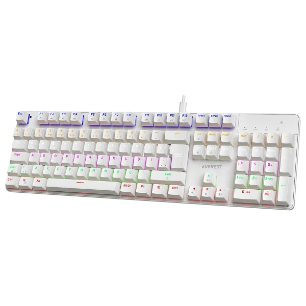 Everest Lumos Kb-Mk1 Beyaz Blue Switch Kablolu Mekanik Oyuncu Klavyesi - Görsel 5