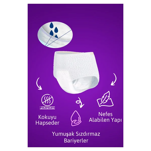Tena Emici Külot Süper Night 7.5 Damla Orta Boy M 10'lu 4 Adet Hasta Bezi - Görsel 3
