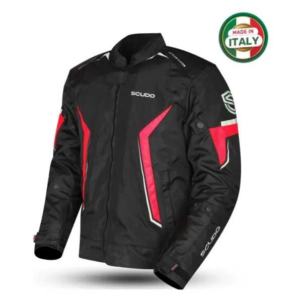 Scudo Roma Erkek Siyah-Kırmızı 4 Mevsim Motosiklet Montu - Görsel 7