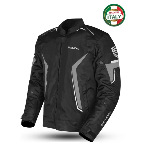 Scudo Roma Erkek Siyah-Gri 4 Mevsim Motosiklet Montu - Görsel 8