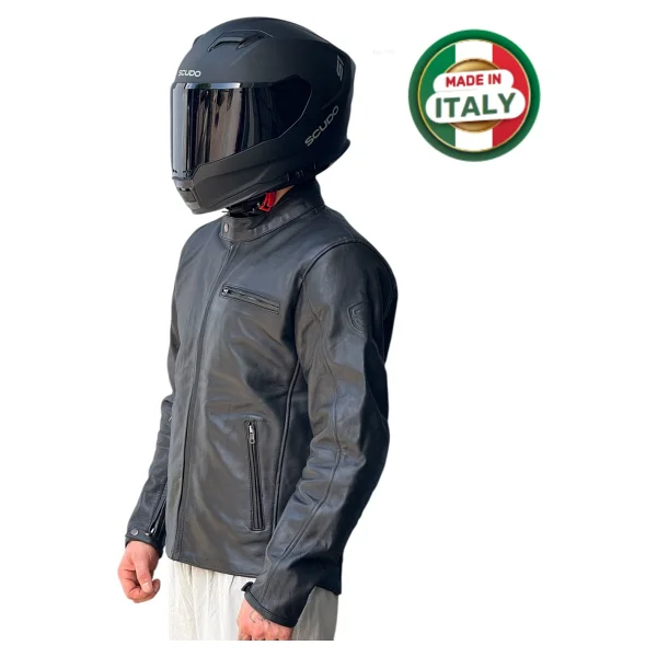 Scudo Teksas Deri Erkek Motosiklet Montu - Görsel 2