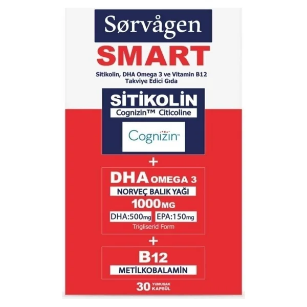 Sorvagen Smart Sitikolin Dha Omega 3 Ve B12 30 Kapsül 3'lü - Görsel 2