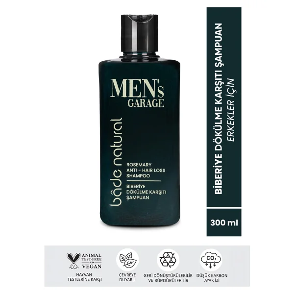 Bade Natural Men's Garage Biberiye 300 Ml Saç Dökülmesine Karşı Şampuan - Görsel 7
