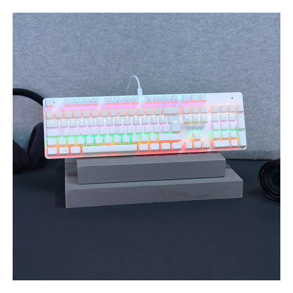 Everest Lumos Kb-Mk1 Beyaz Blue Switch Kablolu Mekanik Oyuncu Klavyesi - Görsel 2