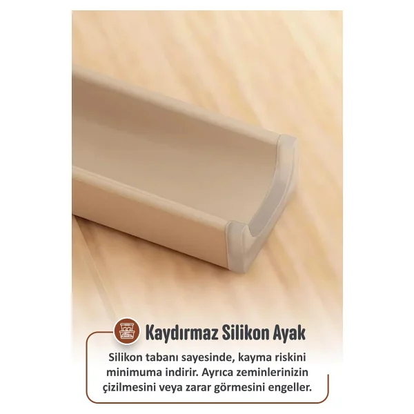 İronika Kaymaz Ayaklı Dekoratif İç İçe Geçebilen Plastik Tabure Mutfak Bahçe Taburesi 6 Adet Latte - Görsel 3
