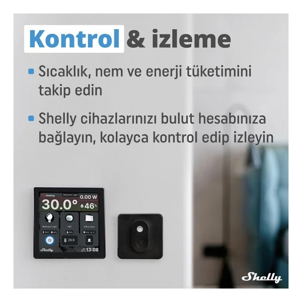 Shelly Wall Display + Blu H&T Siyah Akıllı Ev Kumandası - Görsel 2