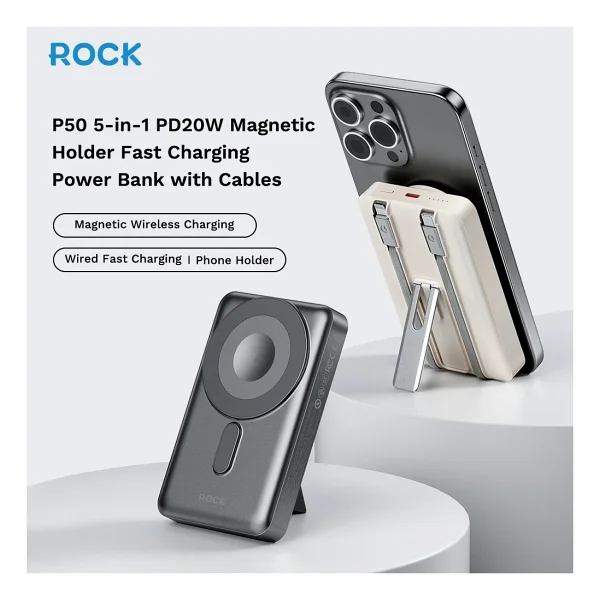 Rock P50 10000 mAh Hızlı Şarj Magsafe Powerbank - Görsel 2