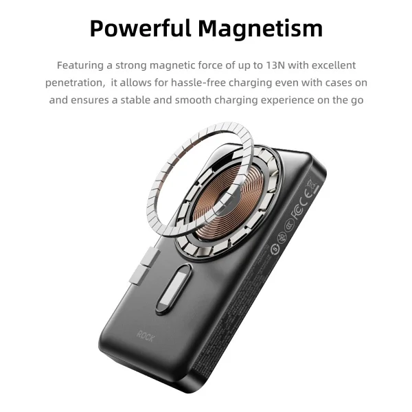 Rock P50 10000 mAh Hızlı Şarj Magsafe Powerbank - Görsel 5
