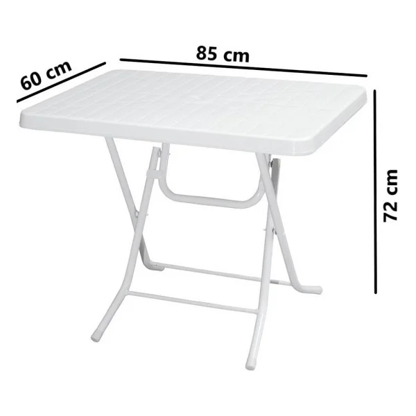 Omnipazar Mt-Gfm210 Picnic Plastik Dikdörtgen Katlanır Bahçe Balkon Masa 60x85 Cm Beyaz - Görsel 2