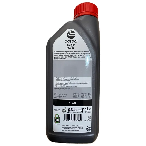 Castrol GTX Ultraclean 10w-40 A3/B4 1 Lt Motor Yağı - Görsel 2