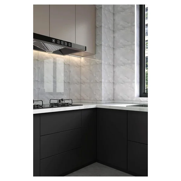 30x60 Cm Gri Mermer Desenli Kendinden Yapışkanlı Mutfak Banyo Wc Kaplama Pvc Duvar Panel - Görsel 3